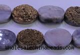 CAG8163 7.5 inches 12*16mm oval glod plated druzy agate beads