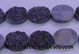 CAG8165 7.5 inches 12*16mm oval purple plated druzy agate beads