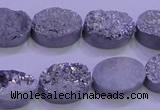 CAG8172 7.5 inches 13*18mm oval silver plated druzy agate beads