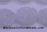 CAG8190 7.5 inches 18*25mm oval white plated druzy agate beads