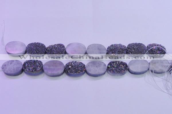 CAG8194 7.5 inches 18*25mm oval rainbow plated druzy agate beads