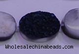 CAG8206 7.5 inches 20*30mm oval blue plated druzy agate beads