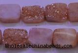 CAG8221 Top drilled 12*16mm rectangle champagne plated druzy agate beads