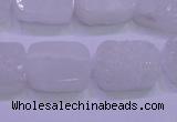 CAG8230 Top drilled 13*18mm rectangle white plated druzy agate beads