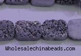 CAG8232 Top drilled 13*18mm rectangle silver plated druzy agate beads