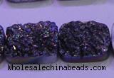 CAG8254 Top drilled 18*25mm rectangle rainbow plated druzy agate beads