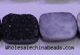 CAG8257 Top drilled 18*25mm rectangle black plated druzy agate beads