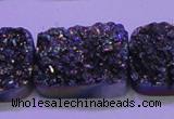 CAG8264 Top drilled 20*30mm rectangle rainbow plated druzy agate beads