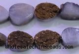 CAG8273 7.5 inches 10*14mm teardrop gold plated druzy agate beads