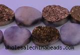 CAG8303 7.5 inches 15*20mm teardrop gold plated druzy agate beads