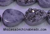 CAG8312 7.5 inches 18*25mm teardrop silver plated druzy agate beads