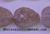 CAG8321 7.5 inches 20*30mm teardrop champagne plated druzy agate beads