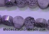 CAG8342 7.5 inches 12mm coin silver plated druzy agate beads