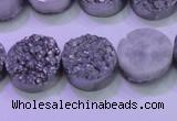 CAG8362 7.5 inches 16mm coin silver plated druzy agate beads