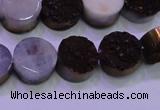 CAG8365 7.5 inches 16mm coin purple plated druzy agate beads