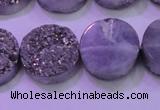 CAG8382 7.5 inches 20mm coin silver plated druzy agate beads