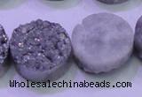 CAG8392 7.5 inches 25mm coin silver plated druzy agate beads