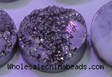 CAG8412 7.5 inches 35mm coin silver plated druzy agate beads