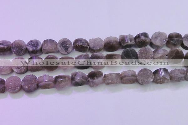 CAG8433 15.5 inches 16mm coin grey druzy agate gemstone beads