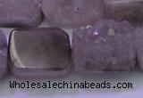 CAG8455 15.5 inches 18*25mm rectangle grey druzy agate gemstone beads