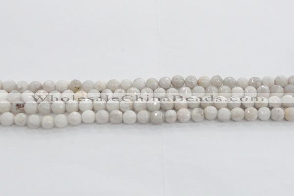 CAG8514 15.5 inches 6mm faceted round grey agate beads wholesale