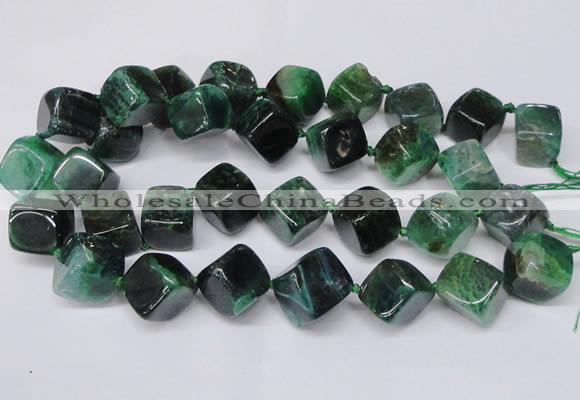 CAG8576 15.5 inches 15*16mm - 17*18mm cube dragon veins agate beads