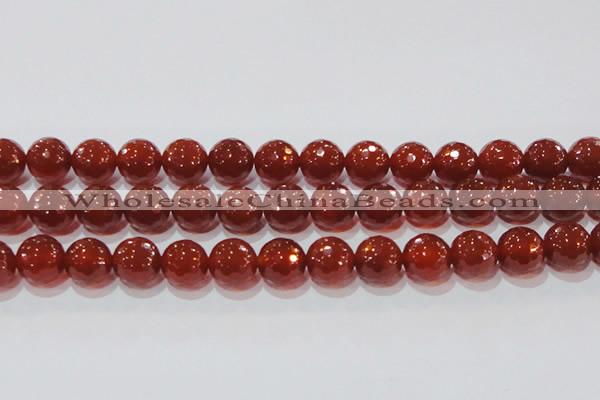 CAG8596 15.5 inches 18mm faceted round red agate gemstone beads