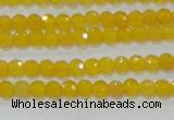 CAG8600 15.5 inches 4mm faceted round yellow agate gemstone beads