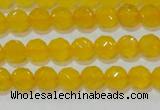 CAG8601 15.5 inches 6mm faceted round yellow agate gemstone beads