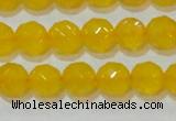 CAG8603 15.5 inches 10mm faceted round yellow agate gemstone beads