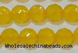 CAG8605 15.5 inches 14mm faceted round yellow agate gemstone beads