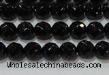 CAG8611 15.5 inches 8mm faceted round black agate gemstone beads