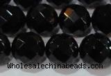 CAG8616 15.5 inches 18mm faceted round black agate gemstone beads