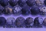 CAG8651 15.5 inches 6mm round matte blue ocean agate beads