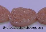 CAG8666 7.5 inches 22*30mm freeform champagne plated druzy agate beads