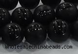 CAG8687 15.5 inches 10mm round matte tibetan agate gemstone beads