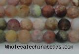 CAG8745 15.5 inches 4mm round matte rainbow agate beads