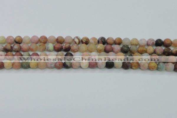 CAG8746 15.5 inches 6mm round matte rainbow agate beads