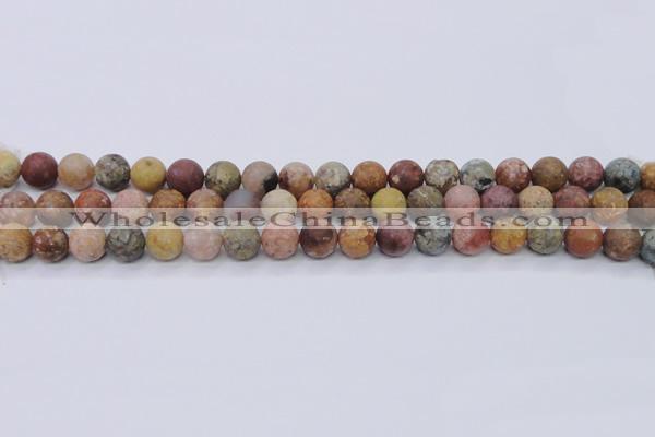 CAG8747 15.5 inches 8mm round matte rainbow agate beads