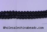 CAG8870 15.5 inches 4mm round matte black line agate beads