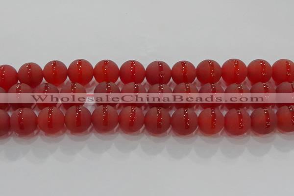 CAG8904 15.5 inches 12mm round matte red agate beads wholesale