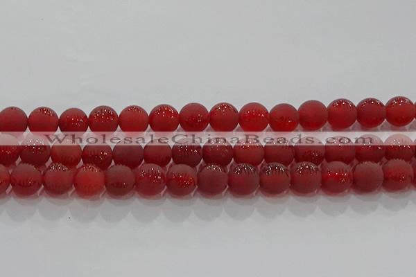 CAG8907 15.5 inches 6mm round matte red agate beads wholesale