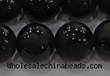 CAG8927 15.5 inches 10mm round matte black agate beads wholesale