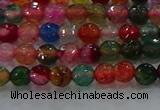 CAG8940 15.5 inches 4mm faceted round fire crackle agate beads