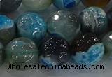 CAG8944 15.5 inches 8mm faceted round fire crackle agate beads