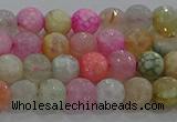 CAG8948 15.5 inches 6mm faceted round fire crackle agate beads