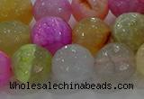 CAG8951 15.5 inches 12mm faceted round fire crackle agate beads