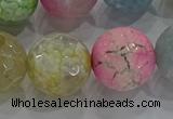 CAG8953 15.5 inches 16mm faceted round fire crackle agate beads