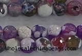 CAG8955 15.5 inches 6mm faceted round fire crackle agate beads