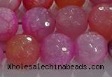 CAG8967 15.5 inches 14mm faceted round fire crackle agate beads